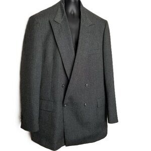 Vintage Jaymar Ruby Double Breasted Blazer 48R Gray Wool Blend Professional